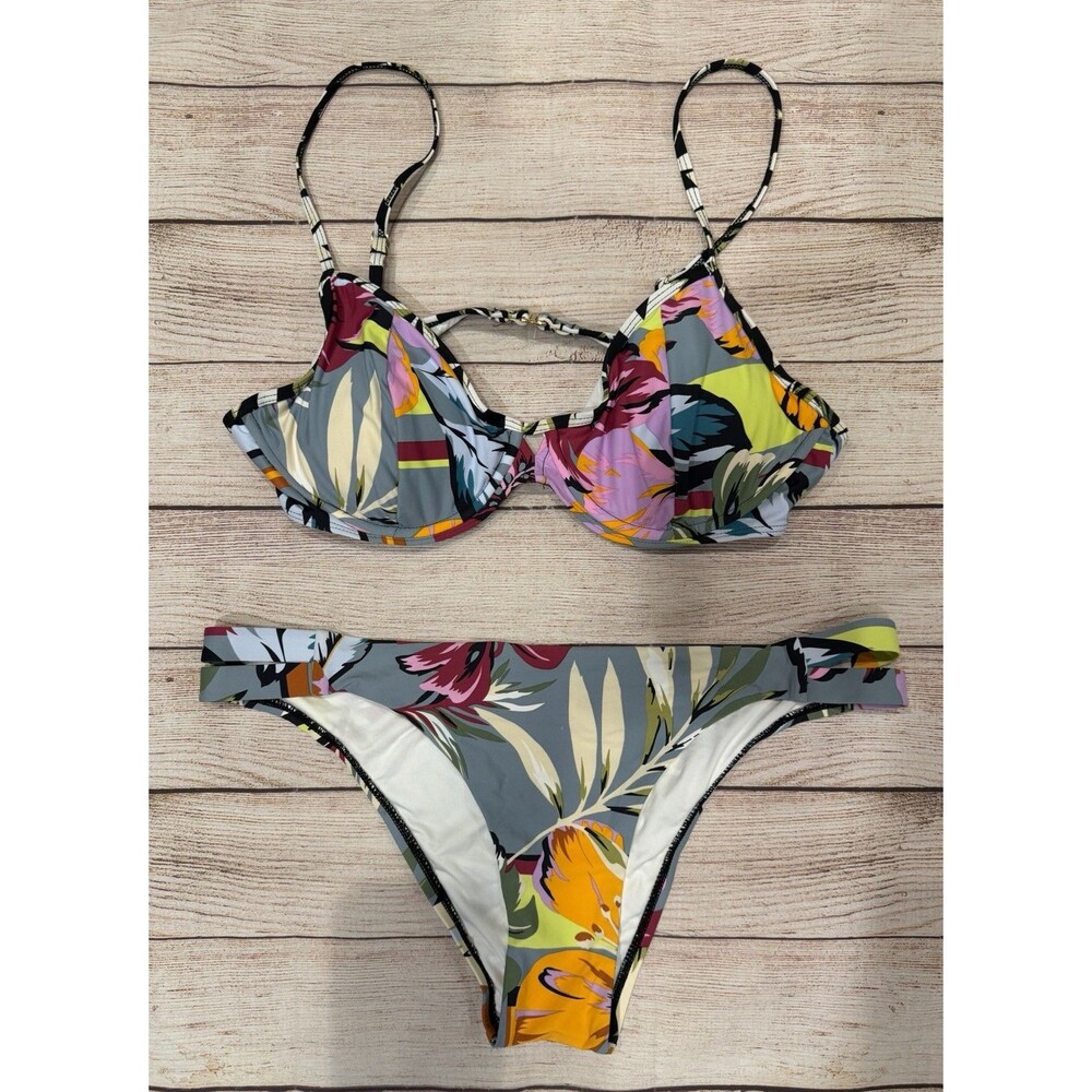 BCBGeneration Women's Double Tab Hipster Bikini Swimsuit Floral Large